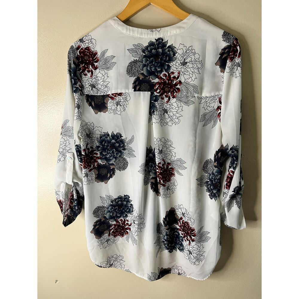 Daniel Rainn Floral Blouse Split Neck, Romantic Feminine Office Boho - Size L - Picture 3 of 5